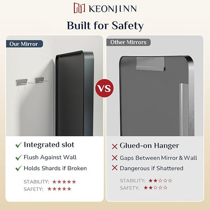 Keonjinn Black Bathroom Mirror, 30 x 36 Inch Rounded Rectangle Sandblasted Finish Bathroom Mirrors for Over Sink, Matte Black Farmhouse Mirror with Seamless Frame, HD Tempered Glass Vanity Mirror
