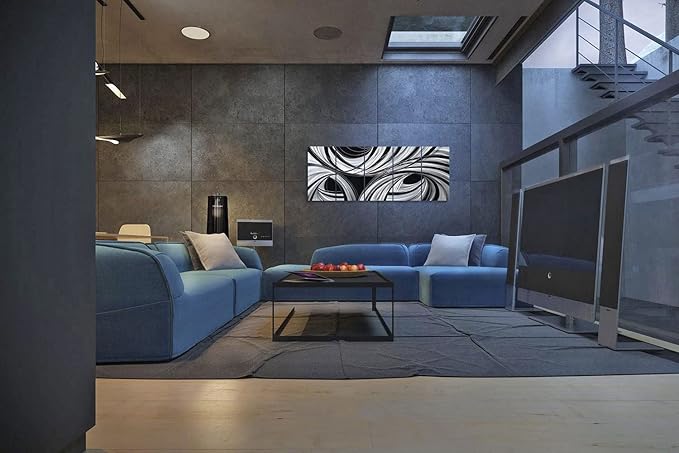 Yihui Arts Black and White Metal Art Wall Decor Hand Crafted Abstract Aluminum Artwork Modern Wall Sculpture Home Accent for Living Room Bedroom Dinning Decor
