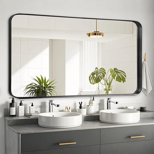 Fabuday Bathroom Wall Mirror Over Sink - 20x40 Inch Balck Framed Bathroom Mirrors for Vanity, Large Black Matte Mirrors for Bedroom, Restroom, Farmhouse, Entryway Decor
