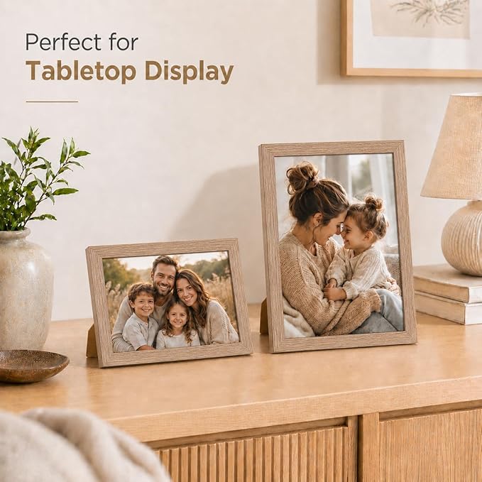 JCJMY 7x11 Picture Frame Set of 6 Rustic Brown for Wall Hanging or Tabletop- Wall Mounting Horizontally or Vertically, 7 x 11 Wall Gallery Poster Photo Frames for 7 by 11 Photo, 6 Pack, Rustic Brown