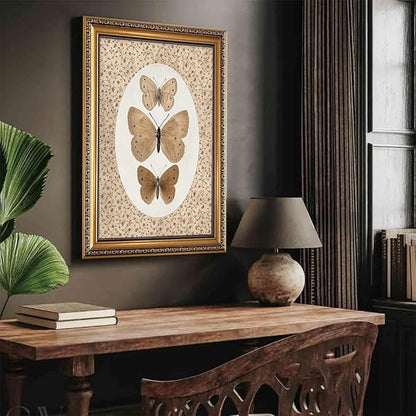 WZGZXU Vintage Gold Framed Wall Art Butterfly Pictures Wall Decor Moth Taxidermy Canvas Art Bathroom Shelf Paintings Print Antique Farmhouse Artwork For Living Room Bedroom
