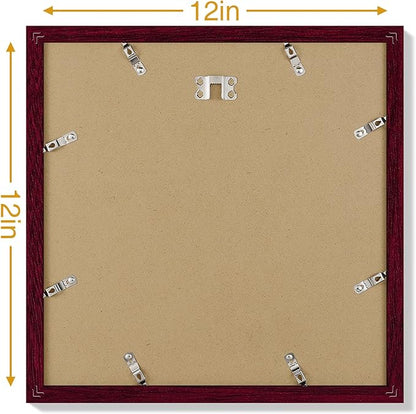Vittanly 12x12 Picture Frames Set of 9, Display 8x8 Pictures with Mat or 12x12 without Mat, Photo Frames for Wall Mount, Engineered Wood, Cherry Red