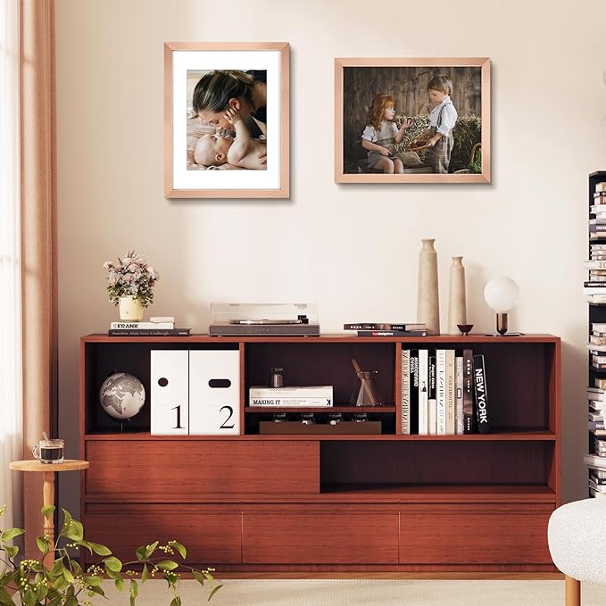 Golden State Art, 11x14 Picture Frame Set of 6 - Matted to 8x10 Photo - Engineered Wood Gallery Frame Set - Wall Mounting (Rose Gold,6 Pack)