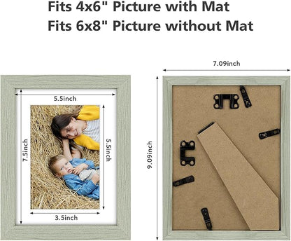 Golden State Art, 6x8 Picture Frame Set of 6 - Matted to 4x6 Photo - Engineered Wood Gallery Frame Set - Wall Mounting or Tabletop Display (Grey,6 Pack)