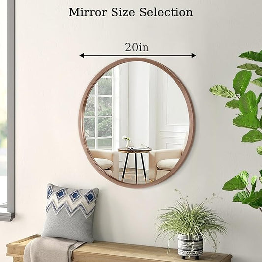 Round Bathroom Mirror Circle Aluminum Alloy Wall Mirrors with Simple Metal Frame Modern Round Hanging Mirror for Bathroom Hallway Room Living Purple Frame