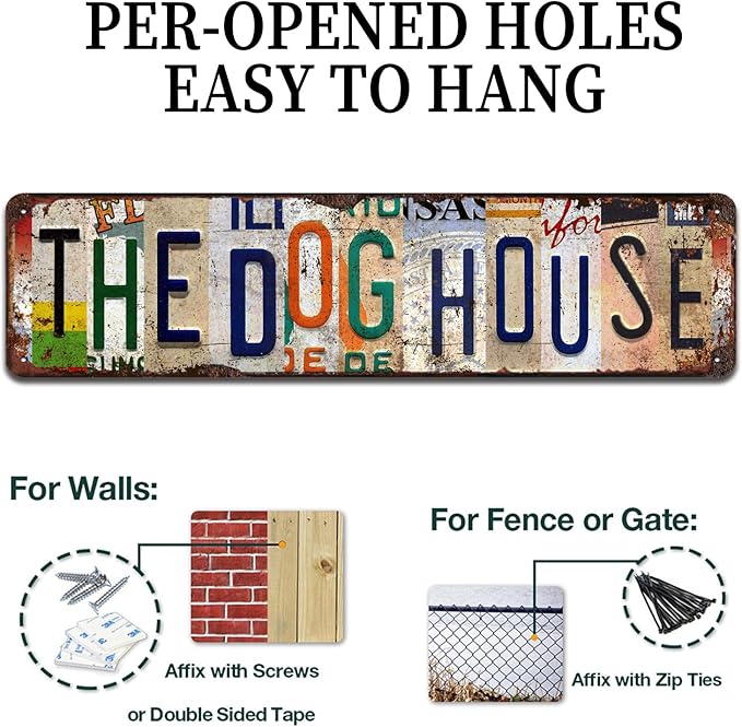 The Dog House Retro Metal Tin Sign - 4x16 Inch Rustic Wall Art for Garage, Man Cave, Farmhouse and Bar Décor, Vintage Industrial Style