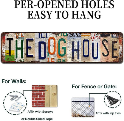 The Dog House Retro Metal Tin Sign - 4x16 Inch Rustic Wall Art for Garage, Man Cave, Farmhouse and Bar Décor, Vintage Industrial Style