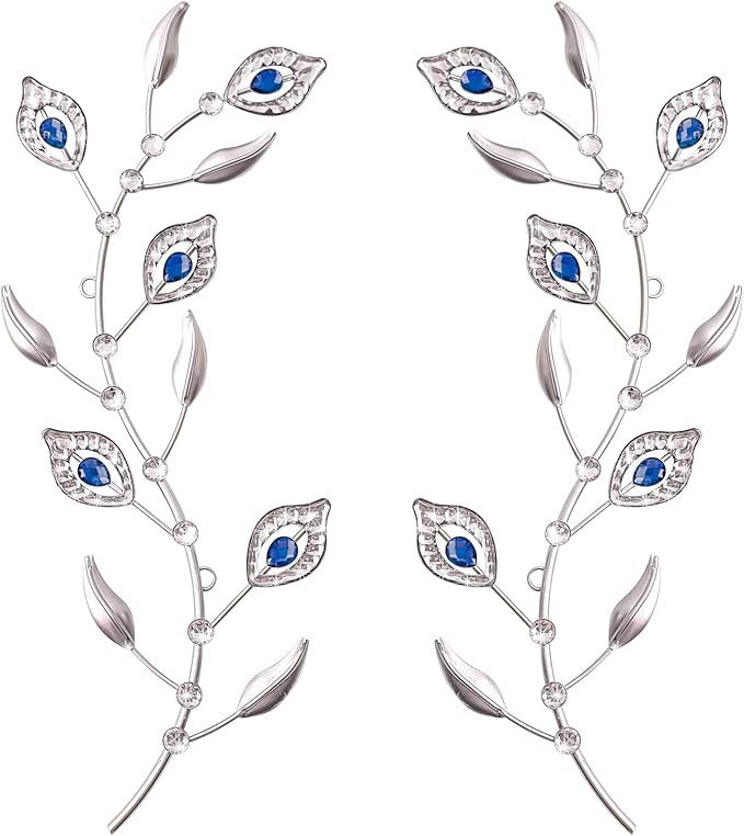 sxnzequnze 2 Sets Leaf Wall Art for Home Metal Bling Rhinestones Ready to Hang Tree Branch Leaves Olive Vine Wrought Iron Hanging Sculpture Pieces Wall Decor Pcs - 16.5in