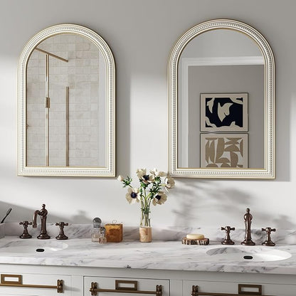 Reflinto 36x24 Inch Rustic Farmhouse Arched Wall Mirror, Distressed Wooden Decorative Mirrors for Bathroom Over Sink, Living Room, Entryway, Hallway