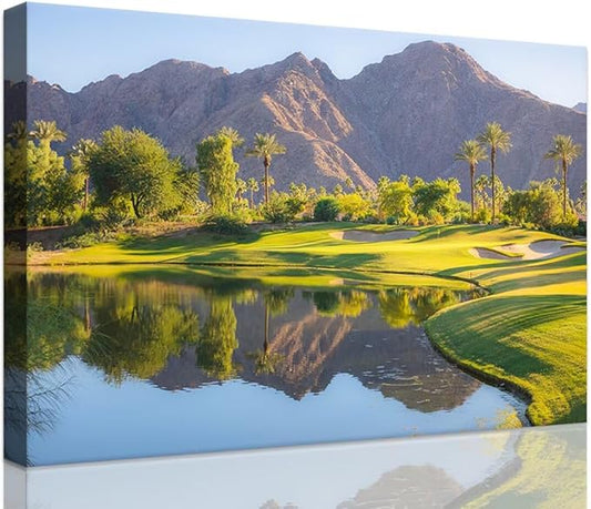 Indian Wells Golf Course Wall Art for Office USA California Golf Course Picture Poster Print on Canvas for Living Room Bedroom Bathroom Home Decorations Framed Ready to Hang(18''H x 24''W)