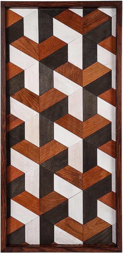 CONSDAN Wood Wall Decor | USA Grown Hardwood, Rustic Wooden Wall Art, Home Decorations for Living Room and Bedroom Aesthetic, Framed and Ready to Hang, Stereoscopic, 36" x 18"