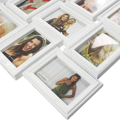 HELLO LAURA - Collage Picture Frames for Wall - 18 Photo Frame in 4x6 Inch Elegant Family Picture Frames Collage Wall Decor Display Multiple Photos for Home - Vintage White