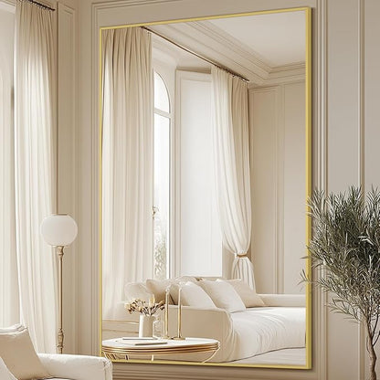 MELOMOIR Full Length Mirror, 44"x72" Oversized Floor Mirror Freestanding, Large Full Body Mirror for Bedroom Living Room Home Gym, Gold Mirror Full Length with Tempered Glass, Wall Mirror Full Length