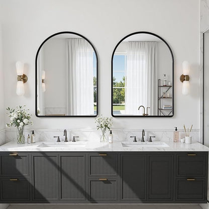 Suidia 2-Pack 22" x 30" Bathroom Mirror, Bathroom Vanity Mirror Metal Framed, Wall-Mounted Mirrors for Bedroom, Living Room, Entryway, Hallway, Black, Arch Style