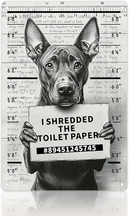 Vintage Tin Sign - Posters "I Shredder The Toolet Paper" For Home, bathroom, Man Cave Decor 8x12 Inch
