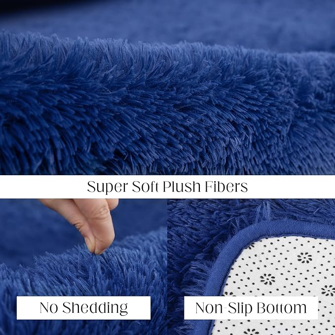 Puremy Soft 5x7 Blue Rug, Fluffy Area Rugs for Living Room, Plush Navy Area Rugs for Bedroom, Non-Slip Indoor Carpet for Nursery, Study Room, Kids Room, Room Decor