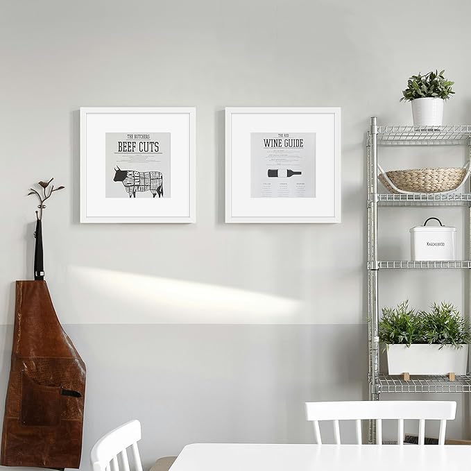 12x12 Picture Frame Sef of 10, Display Pictures 8x8 with Mat or 12 x 12 Without Mat, Photo Frame Collage for Wall Gallery Decor, Wall Mounted, White