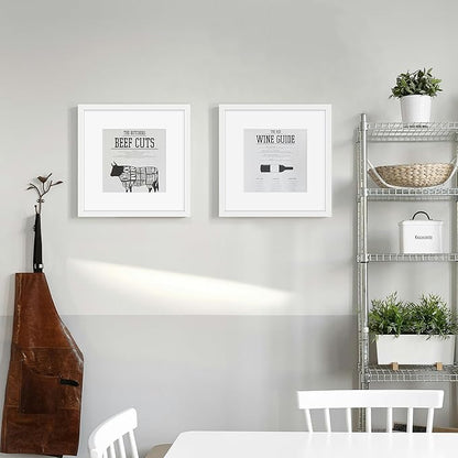 12x12 Picture Frame Sef of 10, Display Pictures 8x8 with Mat or 12 x 12 Without Mat, Photo Frame Collage for Wall Gallery Decor, Wall Mounted, White