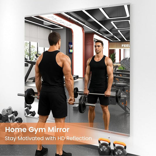LOAAO Home Gym Mirror, 55"x28"-2 PCS Gym Mirrors for Wall, Frameless, Tempered Glass, Large Workout Mirrors for Home Gym, Dance Studio, Yoga Room, Garage Gym