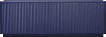 Henn&Hart Fluted TV Stand for TVs up to 75" with 2 Concealed Ribbed Storage Cabinets and Adjustable Shelves for Living Room, Family Room, or Office, Navy
