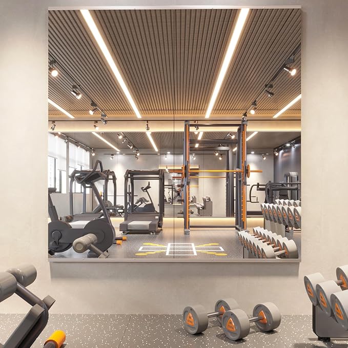 pertetey Home Gym Mirror, 95X40 Inch(Each)-2Pack Large Frameless Tempered Glass Full Body Wall Mounted Mirror for Gym, Yoga, Exercise, Dance Studio