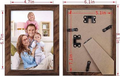 Giftgarden 5x7 Picture Frame Brown Set of 12, Multi Rustic Walnut Wood-Color 5 by 7 Photo Frames Bulk for Wall or Tabletop Display