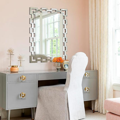 Chende Decorative Mirrors for Wall, 40''X28'' Large Bathroom Mirror with Frameless Glass Frame, Rectangle Accent Mirror for Living Room, Entryway, Dining Room, Bedroom