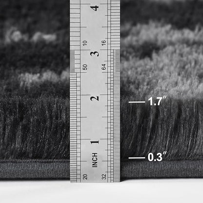 Deerhoo Large Shag Area Rugs 8 x 10, Tie-Dyed Plush Fuzzy Rugs for Living Room, Ultra Soft Fluffy Furry Rug for Bedroom, Indoor Carpet Nursery Rugs for Kids Room Home Decor, Dark Grey