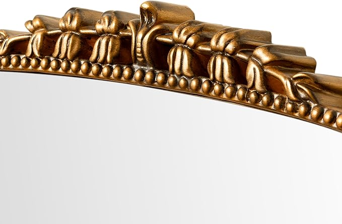 SHYFOY Antique Dark-Gold Mirrors for Wall Decor Vintage Decorative Wall Mirror for Living Room Baroque Scalloped Top, Ornate Arch Mirror Wall Decor Anthropologie Dupes Home Decor