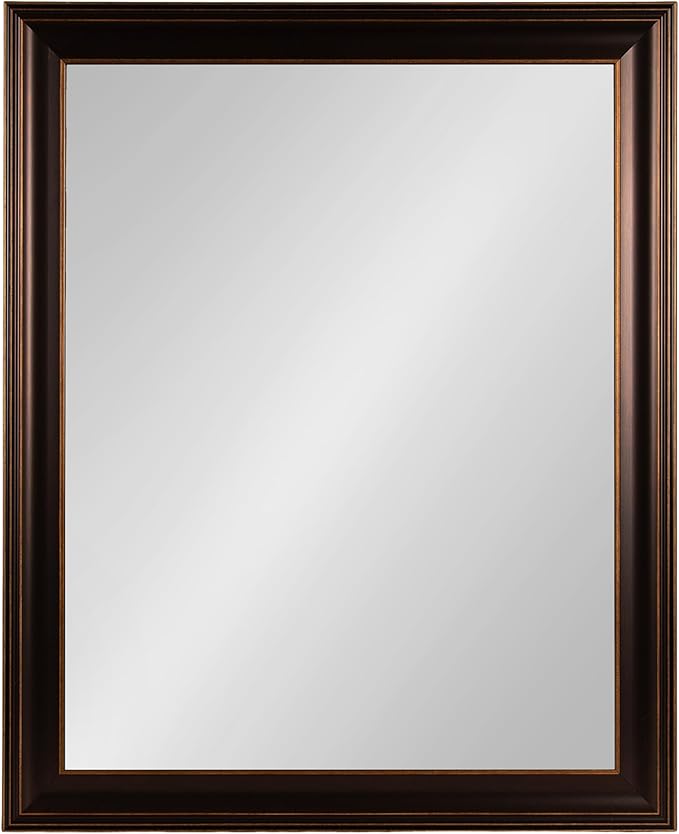 Kate and Laurel Galiano Traditional Framed Rectangle Bathroom Vanity Mirror, 27 x 33, Bronze, Classic Rectangular Bathroom Mirror for Over Sink or for Use as Entryway or Living Room Decor