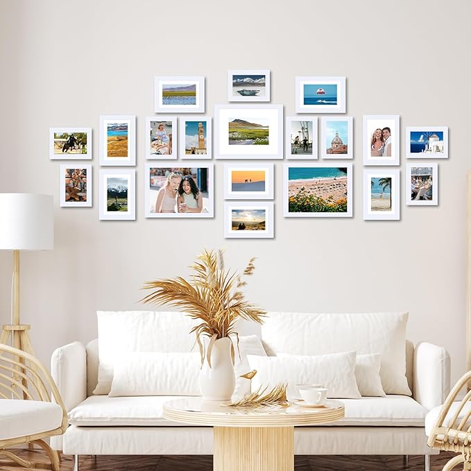 20 Packs Picture Frames Collage Wall Decor for Wall Hanging or Tabletop Display, Gallery Wall Frame Set for Family, Multi Sizes Photo Frames Collage Including 3Pcs 8x10, 8Pcs 5x7, 9Pcs 4x6, White