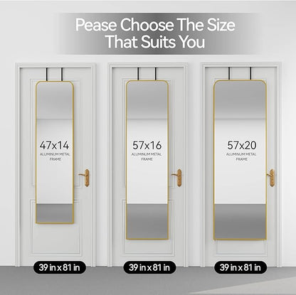 SCWF-GZ Rectangle 57x16 Mirror Full Length Wall Mounted Hanging or Against Wall Metal Frame Dressing Make-up Mirrors for Entryway Bedroom Bathroom Living Room 57 16 inch Gold