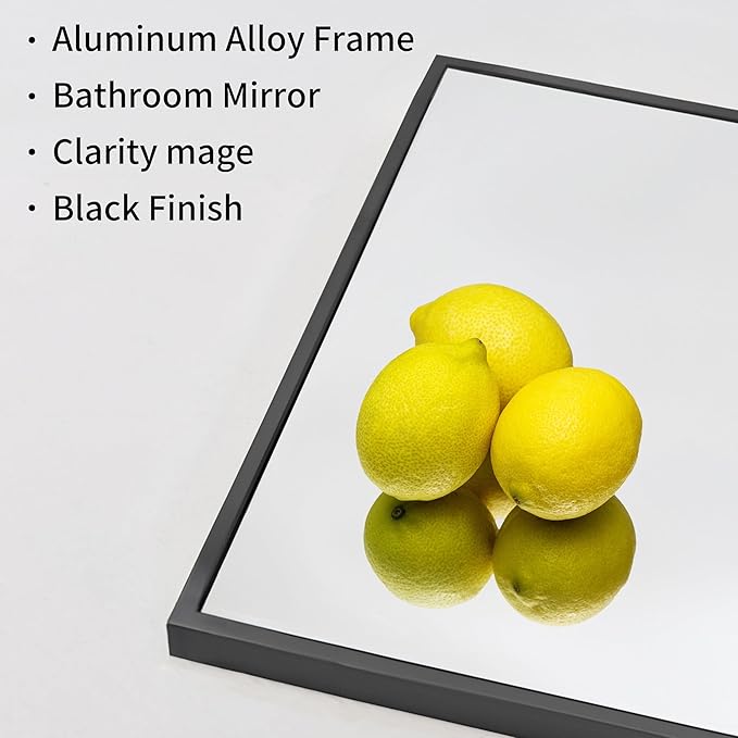 DESBING Black Bathroom Mirror for Wall, 30x50 Inch Rectangle Mirrors with Metal Frame, Modern Vanity Wall Mirror Decor for Entryway Hangs, Bathroom Living Room Horizontal or Vertical