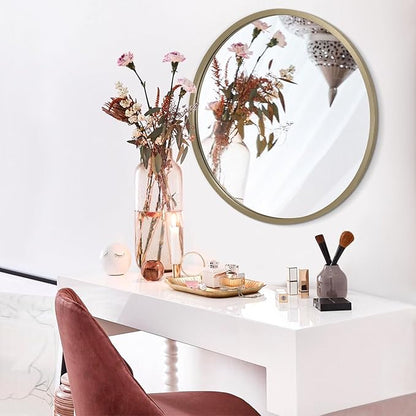 AOAOPQ Mirror Wall for Bathroom Metal Brushed Frame Ative Wall Mounted Home Living Room Entryway Bedroom Bronze