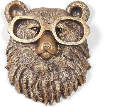 Joogour Head Wall Mount Decor,Resin Animal Sculptures，Art Deco Wall Hanging Decoration for Living Room Bedroom Officeroom Gift (Bear)