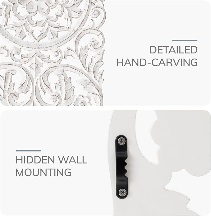 JFY Designs Wall Medallion - Wooden Wall Decor, Hand Carved & Embossed Decorative Wall Sculpture, Boho Farmhouse Wall Art, Perfect for Home, Office or any Living Space