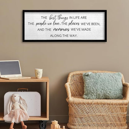 TQianJiang The Best Things in Life Wall Decor Sign 24"X10" for family Home Bedroom Large Adventure Wood Framed Wall Hanging Art (Black)