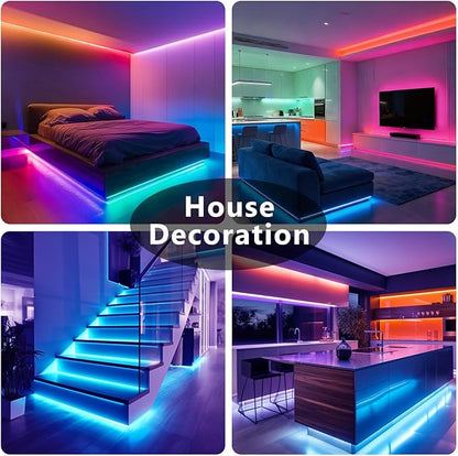DAYBETTER Led Lights for Bedroom 150 ft (2 Rolls of 75ft), LED Lights with App Voice Control Remote, RGB Music Sync Color Changing Lights, Kitchen, Party,Home Decoration