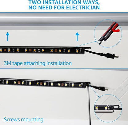 TORCHSTAR Voice Control Smart LED Safe Lighting Kit, (4) 12 Inch Dimmable Linkable Light Bars, Compatible with Alexa&Rocker Switch, 100-240V UL Power Adapter 600LM for Under Cabinet, 3000K Warm White