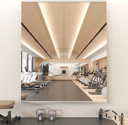 Snowdool Gym Mirror, 56''X16''(Each) -2PCS Full Body Mirror for Yoga, Garage, Dance Studio, Anti-Rust, Tempered Glass,Frameless Mirrors, Wall-Mounted Large Workout Mirrors