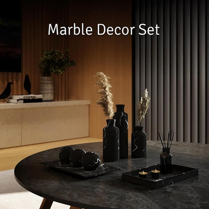Creative Scents Black Marble Look Home Decor Bowl and Orb Set - Coffee Table Decor for Living Room - Centerpiece Table Decorations for Dining Table, Kitchen Counter, Foyer - Elegant House Decoration