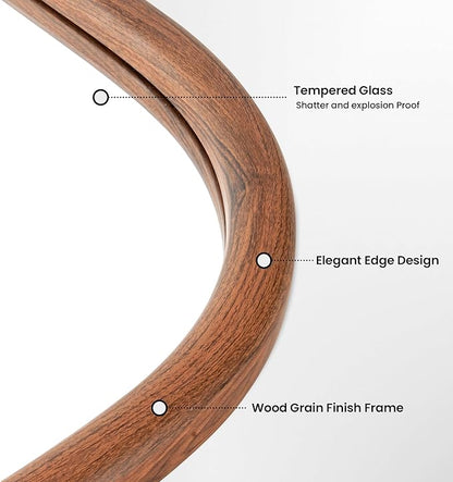 24"x36" Arch Wall Mirror Bathroom Mirror for Wall Mounted, Tempered Glass, Wood Grain Finish Frame Wall Mirror Decorative for Living Room Bedroom Entryway, Walnut