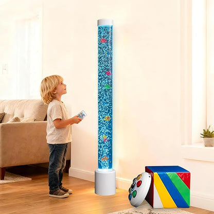 Bubble Tube Floor Lamp – Works with Various Controllers, Color-Changing Aquarium Mood Light for Visual Stimulation & Relaxation in Home, Sensory Rooms & Therapy Clinics (4FT Bubble Lamp)