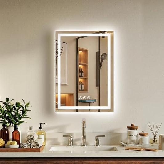 20X28 LED Bathroom Mirror with Lights, Anti-Fog, Backlit + Front Lit (CRI>90), Lighted Bathroom Vanity Mirror for Wall, Memory Function, Dimmable, Tempered Glass, Shatter-Proof