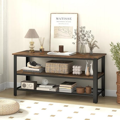 Giantex TV Stand for TV up to 50 Inches, 43.5" Wood Industrial TV Cabinet with 3-Tier Storage Shelves, Adjustable Feet, Entertainment Center TV Console Table for Living Room, Bedroom, Rustic Brown