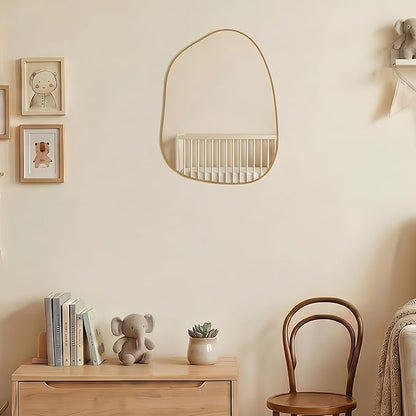 PERFNIQUE Irregular Wall Mirror Asymmetrical Mirror, 16''x12'' Gold Mirror for Bathroom Bedroom Living Room Entryway, Decorative Modern Wall Decor, Wall Mounted (Gold, 16''x12'')