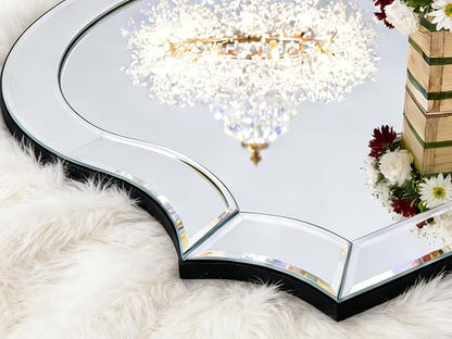 Chende 32"x47" Scalloped Large Wall Mirror for Decor Living Room, Arched Decorative Mirror with Clear Glass Frame and Beveled Edge, Modern Vertical/Horizontal Hanging, Gifts for Girls