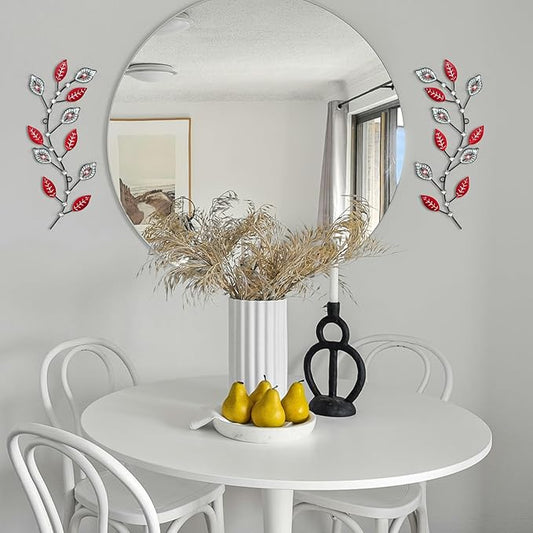 sxnzequnze 2 Sets Leaf Wall Art for Home Metal Bling Rhinestones Ready to Hang Tree Branch Leaves Olive Vine Wrought Iron Hanging Sculpture Pieces Wall Decor Pcs - 16.5in