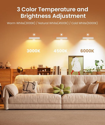 PopoIron Wall Sconces Rechargeable 7500mAh Battery Operated Wall Lights Cordless LED Wall Lamp, Touch and Remote Control, 3 Colors Wall Lamps 360° Rotate Dimmable Brightness with 15 RGB Colors