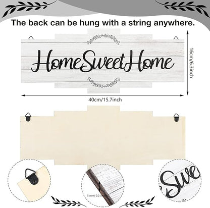 Jetec Home Sweet Home Sign, Rustic Wood Room Wall Decor, Farmhouse Plaque Wall Hanging Wooden Sign for Bedroom, Living Room, Wedding Decor(White)